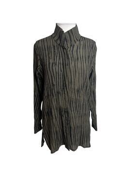 Kiss of the wolf Handpainted Top Wearable Art Lagenlook Silk Pleat Texturized XS